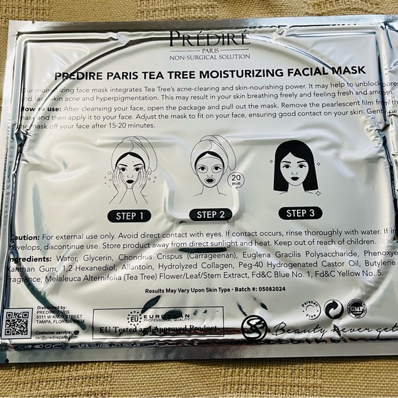 6 Predire Face Gel Masks Set. Tea Tree, Red Wine, African Black Mud. - Picture 5 of 7